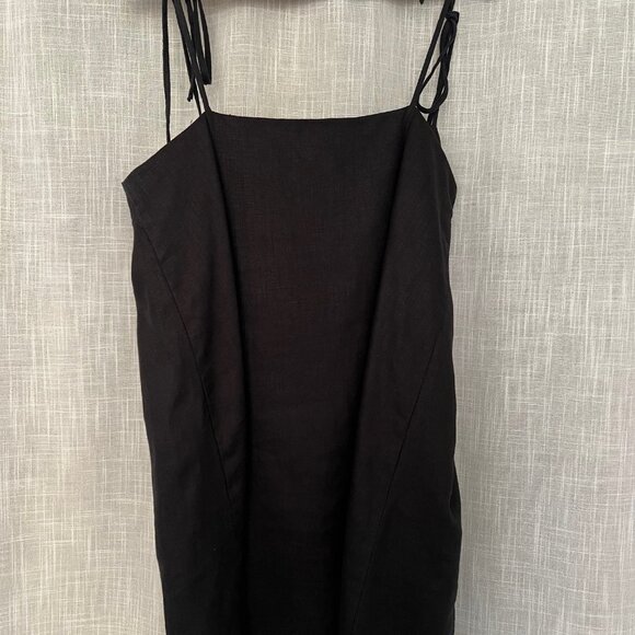 Reformation Aubree Linen Dress Black - Size XL - Picture 7 of 7